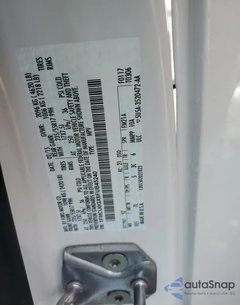 2015 Ford Escape Se из США, поврежденный, VIN 1FMCU0GX6FUB45240